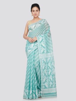 PinkLoom - Women's Cotton Jamdani Woven Saree without Blouse Piece