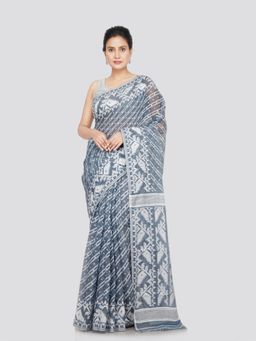 PinkLoom - Women's Cotton Jamdani Woven Saree without Blouse Piece