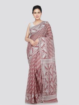 PinkLoom - Women's Cotton Jamdani Woven Saree without Blouse Piece