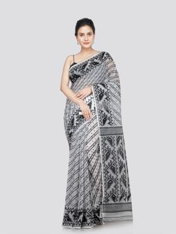 PinkLoom - Women's Cotton Jamdani Woven Saree without Blouse Piece
