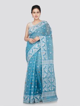PinkLoom - Women's Cotton Jamdani Woven Saree without Blouse Piece