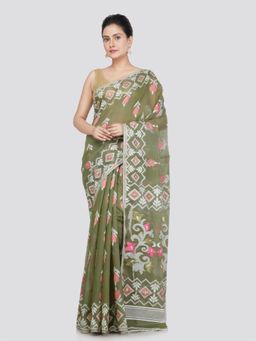 PinkLoom - Women's Cotton Handwoven Saree without Blouse Piece
