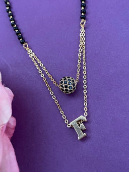 Digital Dress Room - F Letter AD Ball Pendant Mangalsutra