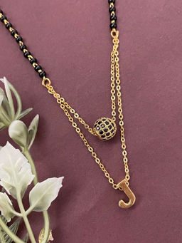 Digital Dress Room - J Letter AD Ball Pendant Mangalsutra