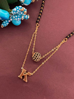 Digital Dress Room - K Letter AD Ball Pendant Mangalsutra