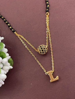 Digital Dress Room - L Letter AD Ball Pendant Mangalsutra
