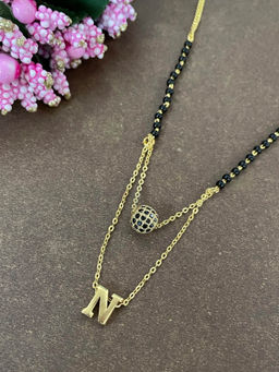 Digital Dress Room - N Letter AD Ball Pendant Mangalsutra
