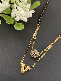 Digital Dress Room - V Letter AD Ball Pendant Mangalsutra