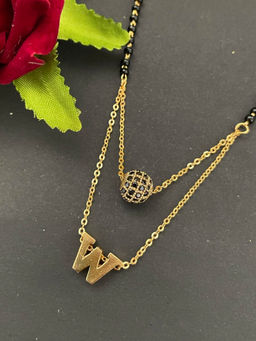 Digital Dress Room - W Letter AD Ball Pendant Mangalsutra