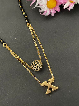 Digital Dress Room - X Letter AD Ball Pendant Mangalsutra
