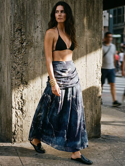 DaKauz - Navy Blue Drift Pleated Skirt