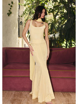 Old Marigold - Women Crepe Yellow Solid Skirt