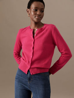 Marks & Spencer - Pure Cashmere Crew Neck Pink Cardigan