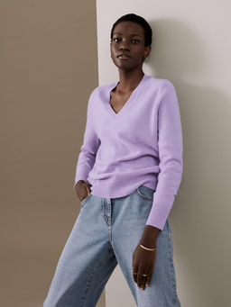Marks & Spencer - Lavender Pure Cashmere V Neck Sweater
