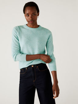 Marks & Spencer - Turquoise Lambswool Rich Crew Neck Sweater