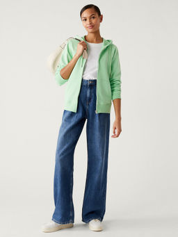 Marks & Spencer - Green Pure Cotton Zip Up Bomber Jacket