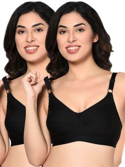 Bodycare - Women Solid Non-wired Non Padded Regular Bra 6581 - Pack Of 2 - Black