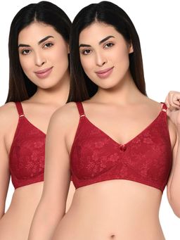 Bodycare - Women Seamed Padded Full Coverage Bra B Cup-6579 - Pack Of 2 - Maroon