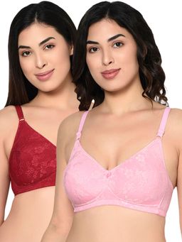 Bodycare - Women Seamed Padded Full Coverage Bra B Cup-6579 - Pack Of 2 - Multi-Color