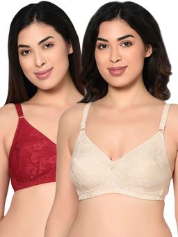 Bodycare - Women Seamed Padded Full Coverage Bra B Cup-6579 - Pack Of 2 - Multi-Color