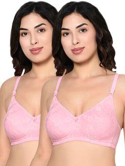 Bodycare - Women Seamed Padded Full Coverage Bra B Cup-6579 - Pack Of 2 - Pink