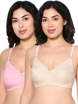 Bodycare - Women Seamed Padded Full Coverage Bra B Cup-6579 - Pack Of 2 - Multi-Color