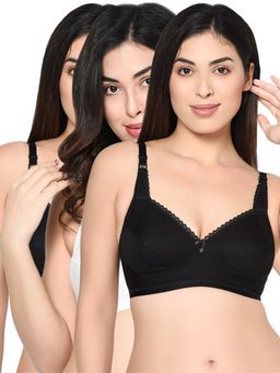 Bodycare - Women Seamed Non Padded Full Coverage Bra B Cup-6592 - Pack Of 3 - Multi-Color