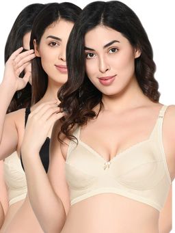 Bodycare - Women Seamed Non Padded Full Coverage Bra B Cup-6592 - Pack Of 3 - Multi-Color