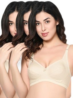 Bodycare - Women Seamed Non Padded Full Coverage Bra B Cup-6592 - Pack Of 3 - Multi-Color