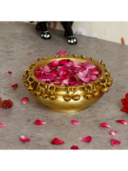 eCraftIndia - Handcrafted Brass Designer Urli With Bells