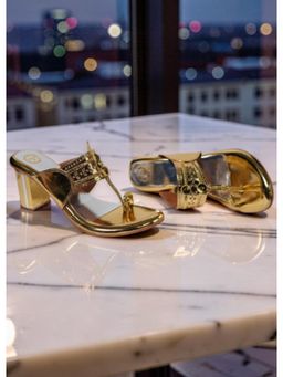 Dhaga - Gold Bling It On Kolhapuri Block Heels
