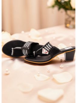 Dhaga - Black Kolhapuri Block Heels