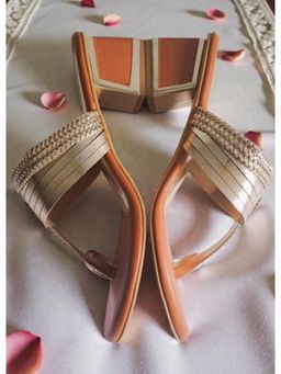 Dhaga - Blush Beam Silver Kolhapuri Block Heels