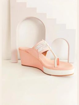 Dhaga - Pinkblush Kolhapuri Wedge Heel