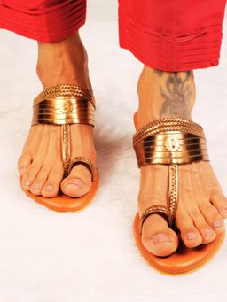 Dhaga - Bronze Muse Block Heel Kolhapuri For Women
