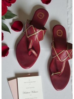 Dhaga - Maroon Crimson Charm Block Heel