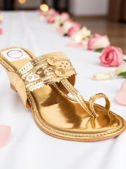 Dhaga - Gold Wedge Heels