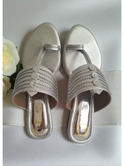 Dhaga - Nysa Silver Heel Kolhapuri Sandals