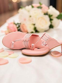 Dhaga - Pink Block Heel Kolhapuri