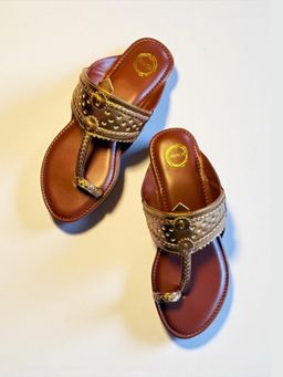 Dhaga - Brown Taraana Flat Kolhapuri Sandals