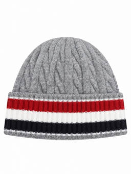 Thom Browne - Light Grey Stripes Beanie