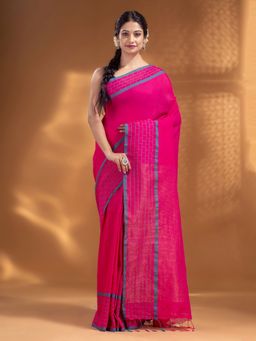 Arhi - Fuchsia Pure Cotton Handwoven Soft Saree with Zari Pallu