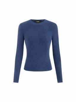 Cider - Cotton-Blend Women's Regular Fit Round Neck Thermal Top Blue