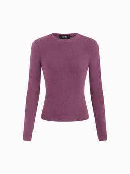 Cider - Cotton-Blend Women's Regular Fit Round Neck Thermal Top Purple
