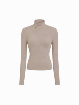 Cider - Cotton-Blend Women's Regular Fit Turtleneck Thermal Top Khaki