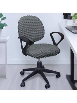 Cortina - Grey Bubble Office Chair Cover Stretchable and Washable (Pack of 4)