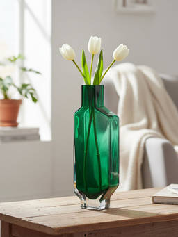 Whispering Homes - Bahamas Green Glass Vase - Medium