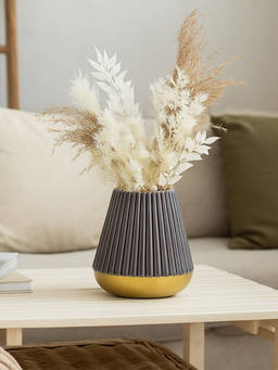 Whispering Homes - Modern Minimalist Gold-Purple Ceramic Vase