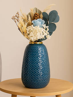 Whispering Homes - Decorative Blue-Golden Ceramic Vase