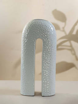 Whispering Homes - Modern U Shape White Ceramic Vase - Large